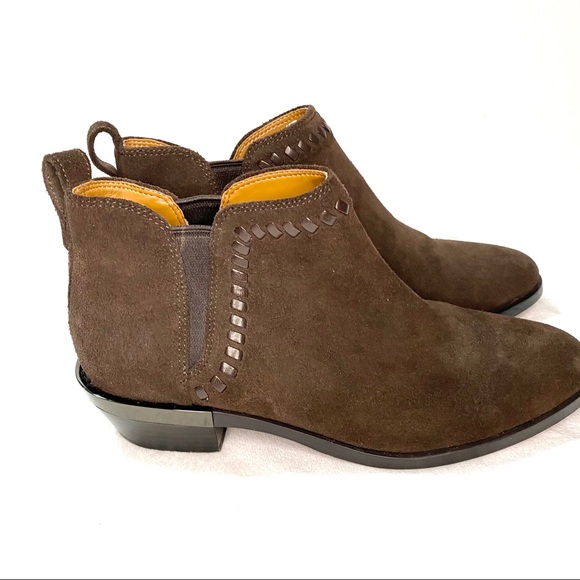 Coach Carter Espresso Brown Suede Ankle Booties - Picture 3 of 9
